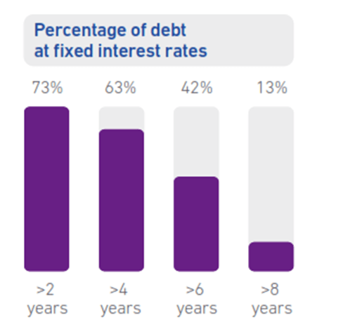 Percent of debt at fixed interest rates graph